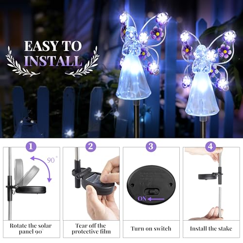 GIGALUMI 4 Pack Angel Solar Lights Outdoor Garden Decor Yard Art - size: 4 Pack