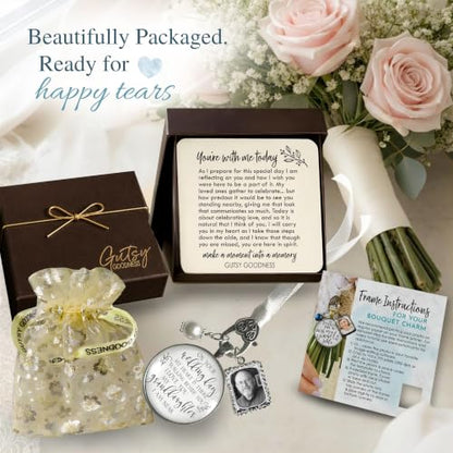 Gutsy Goodness Bouquet Charm On Your Wedding Day Memorial Honoring Mom Dad Grandma Grandpa Meaningful Bridal Floral Jewelry Silver Finish Pendant Bride's Flowers Photo Frames Parent Grandparent - color: White Bead, style: My Granddaughter | 1 Frame