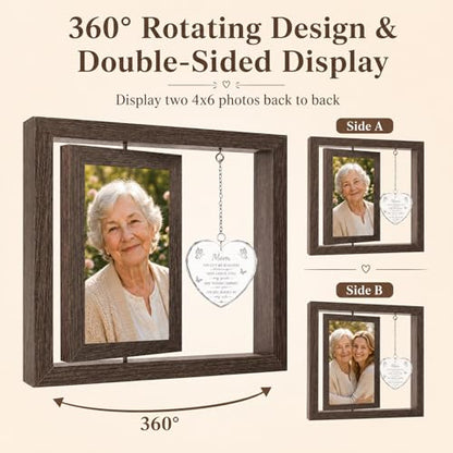 Memorial Gifts for Loss of Mom, Sympathy Gift for Loss of Mother Picture Frame, In Memory of Mom Bereavement Remembrance Funeral Condolence Gift, Rotating Mother Memorial Frame Display Two 4x6 Photos - size: Mom