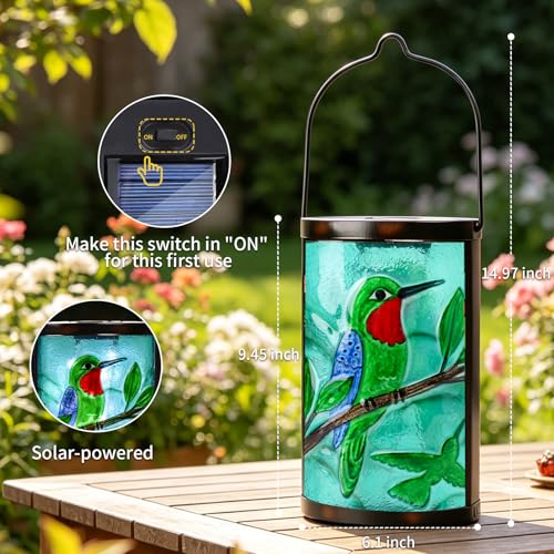 MUMTOP Hummingbird Solar Lantern Outdoor Waterproof Hanging Garden Lights - color: Green