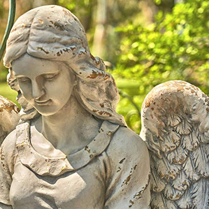 Zaer Ltd. Large Magnesium Angel Statues (Outdoor Safe) (46”T Sitting Reading Book Dina) - size: 46"T Sitting Reading Book "Dina"