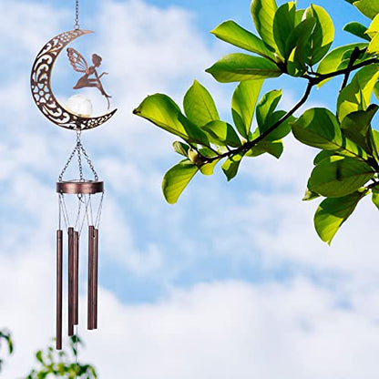 Taman Solar Wind Chime for Outside, Metal Fairy Windchimes with LED Light - size: 43.5"