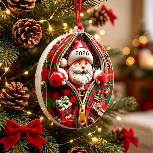 Santa Ornaments for Christmas Tree, 2026 Christmas Ornaments,3D Santa Claus - color: Santa