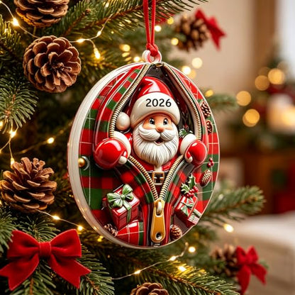 Santa Ornaments for Christmas Tree, 2026 Christmas Ornaments,3D Santa Claus - color: Santa