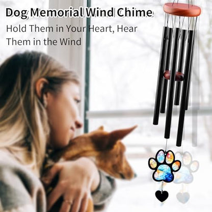 Dog Memorial Wind Chime for Loss of Pet Sympathy Bereavement Gift (Paw) | 26" Adjustable Sound Effects, Weather-resistant and Rust-proof, Suitable for Outside, Wood, Acrylic, Aluminum Materials - color: Dog Paw