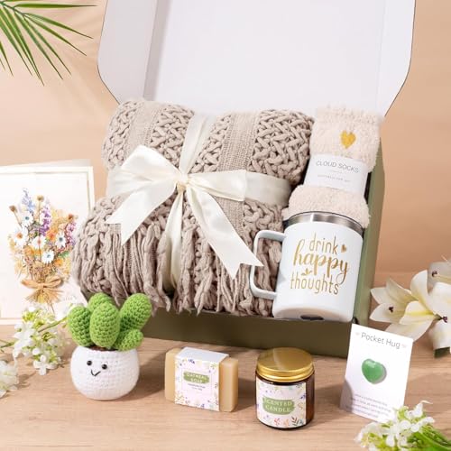 Get Well Soon Gifts for Women, Birthday Gifts for Women Care Package, Sympathy Gift Baskets Spa Gift Thinking of You Inspirational for Mom Her Sister Wife Girlfriend Grandma - color: Khaki