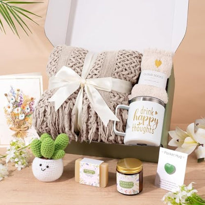 Get Well Soon Gifts for Women, Birthday Gifts for Women Care Package, Sympathy Gift Baskets Spa Gift Thinking of You Inspirational for Mom Her Sister Wife Girlfriend Grandma - color: Khaki