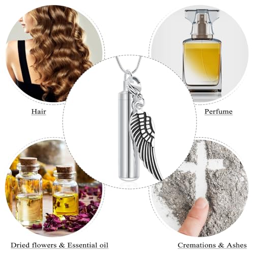 Oinsi Car Charm & Cylinder Urn Necklace for Ashes Stainless Steel Tube Cremation Urn Jewelry Necklace for Ashes Memorial Keepsake Gifts - color: Style-B