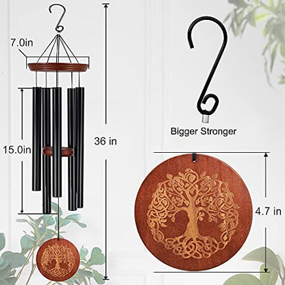 Astarin's Tree of Life Wind Chimes 36in Outdoor Garden Gift for Grandma Mom - color: Black