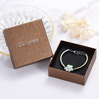 XSMZB Cremation Bracelet for Ashes - Paw Print Cremation Jewelry Pet Dog Cat Stainless Steel Keepsake Memorial Urn Bangle - color: Colorful