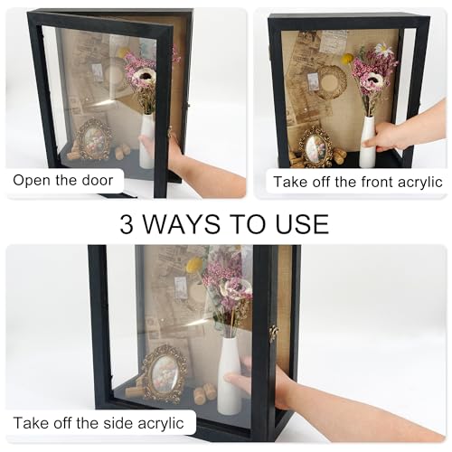 13x16x6 Extra Black Deep Shadow Box with 3 Removable Panels,Black - color: Black, size: 13x16x6