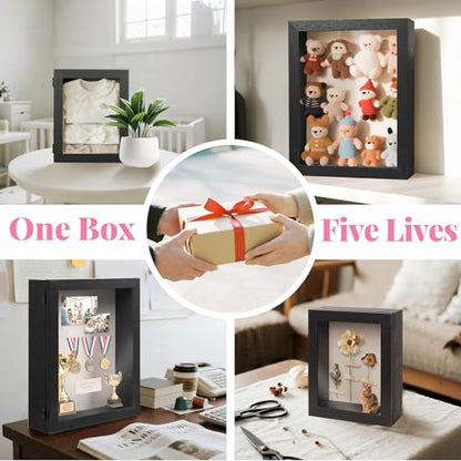 HOUSE DAY 11x14 Deep Shadow Box Frame with Linen Back, Pins, Black - color: Black, size: 11x14