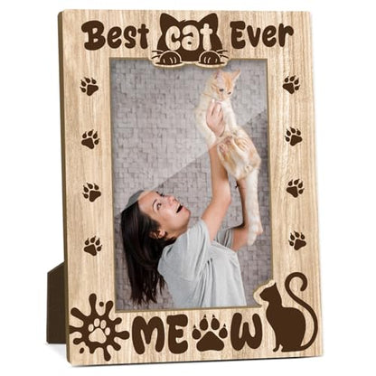 Best Cat Ever Picture Frame, Cat Memorial Photo Frame for Pet Lovers Friends, Cats Lover Gift Cats Memorial Gifts 4x6 Wooden Picture Frame, Home Bedroom Office Shelf Table Decor -026 - style: Best Cat Ever