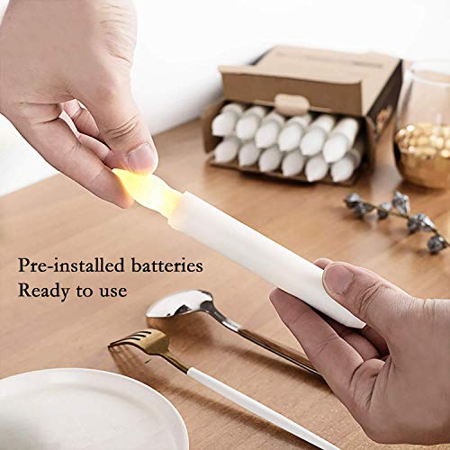 24 PCS Flameless LED Taper Candles Lights, Battery Operated Candlesticks with Warm White Flickering Flame, 0.79 x 6.5 Inches Dripless Fake Floating Taper Candles for Church Wedding Xmas - color: Set of 24 Warm White