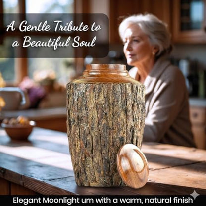 Medium Cremation Urn for Adult Ashes – 160 cu in – Rustic Rosewood Bark Wooden Memorial Urn – Handcrafted Funeral Jar for Human Ashes(Medium) - size: Medium(160cu/in)