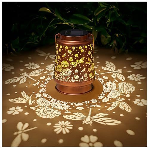 Dragonfly Solar Lanterns Outdoor Waterproof Daisy Garden Decor Birthday Gifts for Women Mom Grandma Hanging Solar Lights Metal Lantern Decoration Outside for Porch,Patio,Yard,Backyard - style: N. 1 Pack Dragonfly Lantern