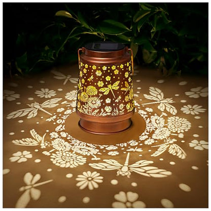 Dragonfly Solar Lanterns Outdoor Waterproof Daisy Garden Decor Birthday Gifts for Women Mom Grandma Hanging Solar Lights Metal Lantern Decoration Outside for Porch,Patio,Yard,Backyard - style: N. 1 Pack Dragonfly Lantern