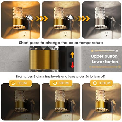 L LOHAS LED Night Light,2 Pack Modern Night Lights Plug into Wall - color: Gold Ring-3CCT Chips, size: 2 Pack