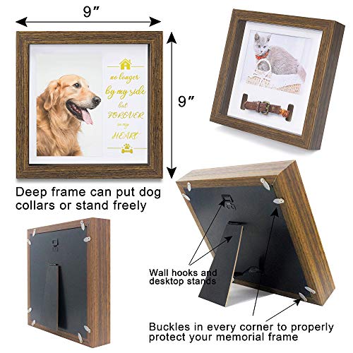 KCRasan Pet Memorial Picture Frame - Sentiment Frame for Loss of Dog Gifts | Loss of Dog Gifts - Pet Collar Frame Remembrance Sympathy Cat Tribute Keepsake, Brown - color: Brown