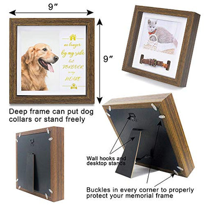 KCRasan Pet Memorial Picture Frame - Sentiment Frame for Loss of Dog Gifts | Loss of Dog Gifts - Pet Collar Frame Remembrance Sympathy Cat Tribute Keepsake, Brown - color: Brown