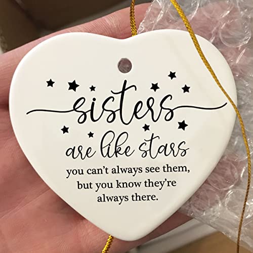 Sister Are Like Stars Keepsake Heart Ceramic Gift Birthday Gifts for Sister Gifts for Sister from Sister Best Friend Gift Good Friends Bestie Gifts for Women Her Long Distance - color: Sister Are Like Stars