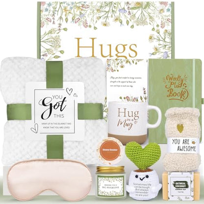 Get Well Gifts Baskets for Women Self Care Gifts, Birthday,Spa Care Package After Surgery Inspirational Thinking of You Sympathy Gift, Feel Better Encouragement Gift for Women Friends Mom w/ Blanket