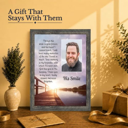 Memorial Gifts for Loss of Husband, Sympathy Gift, His Smile In Memory of Loved One, Picture Frames for Sympathy Gift Baskets, Bereavement Gifts for Loss of Father, Loss of Son Condolence Gift, 5031BW | Sympathy Gifts for Loss of Father, In Memory of Dad,