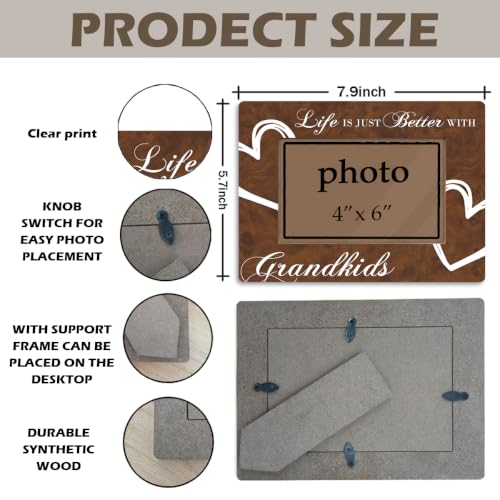 Best Grandparents Gifts, Life is Just Better With Grandkids, Grandparents and Grandkids Picture Frame, Farmhouse Wooden Photo Frame Fitting a 4 x 6 Inch Photo - color: Life is Just Better With Grandkids