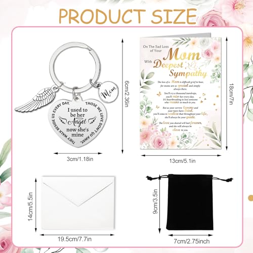 HOWAF On The Sad Loss of Your Mom Sympathy Card with Memorial Keyring, Thinking of You condolences card for Memorial Gift, Sympathy Gifts Loss of Mom