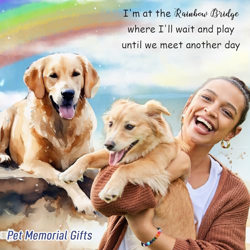 TONY & SANDY Dog Memorial Gifts, Pet Sympathy Rainbow Bridge Pet Memorial Bracelet for Men Women Girls Who Loss of Beloved Dog Cat - color: Black Onyx