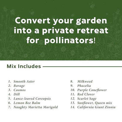 Botanical Interests Precious Pollinators Flower Mix Seed Shaker – Covers 800 sq ft, 14 Native Flowers & Herbs, Supports Pollinators, Annuals & Perennials, Eco-Friendly Recyclable Container