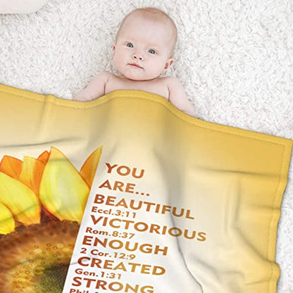 AMITAYUS Yellow Sunflower Prayer Blanket Bible Verse Healing Inspirational Sympathy Fleece Throw Religious Christian Gifts for Women Wife - Womens Gift Ideas - 60''x80'' - color: Christian Bible Verse, size: Large 80"x60