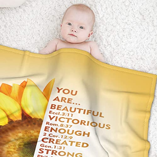 AMITAYUS Yellow Sunflower Prayer Blanket Bible Verse Healing Inspirational Sympathy Fleece Throw Religious Christian Gifts for Women Wife - Womens Gift Ideas - 50''x60'' - color: Christian Bible Verse, size: Medium 60"x50