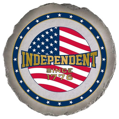 Magnolia Garden 10-Inch Independent Since 1776 Patriotic Stepping Stone – American Flag Resin Garden Walkway Tile – Red White and Blue Outdoor Accent – USA Pride Decoration & Veteran/Military Gift - size: 10 x 10 x 0.63, style: Independent Since 1776