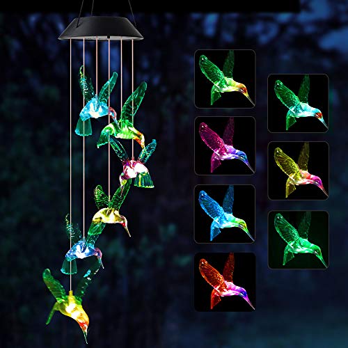 Mother Gifts, Hummingbird Gifts for Grandma, Hummingbird Wind Chimes Outdoor,Solar Wind Chime, Gift for mom, Birthday Gift for Women, Garden Decor, Yard Decor - color: Hummingbird Gifts