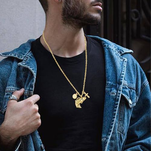 Dletay Fish Cremation Jewelry for Ashes Memorial Ashes Keepsake Necklace Urn Necklace Pendant - color: Gold-cross
