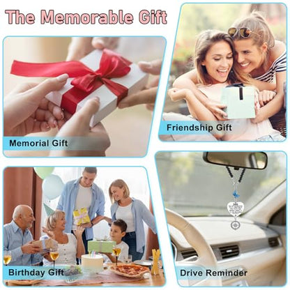 Heigebi Memorial Gifts for Loss of Dad Memorial Car Charm Mirror Hanging Accessories in Memory of Daddy Remembrance Keepsake for Daughter Son Loss of Father Sympathy Rearview Mirror Hanging Pendant