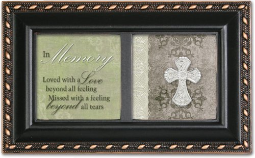 Cottage Garden in Memory Loved with a Love Beyond Matte Black Jewelry Music Box Plays Amazing Grace