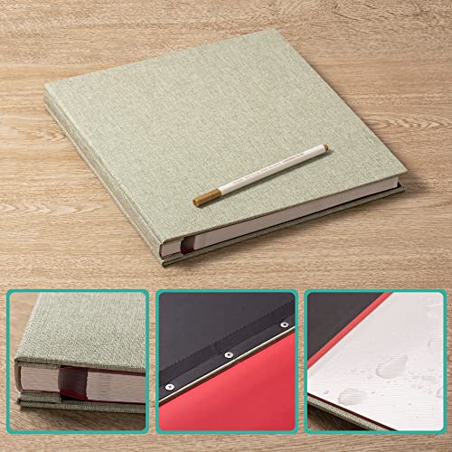 Photo Album Self Adhesive 3x5 4x6 5x7 6x8 8x10 8.5x11 11x10.6 Magnetic Scrapbook Album DIY Length 11x10.6 Inch 40 Pages Linen Cover DIY Photo Album with A Metallic Pen and DIY Accessories(Grass Green) - color: Grass Green, size: 11"x10.8" 40 Pages