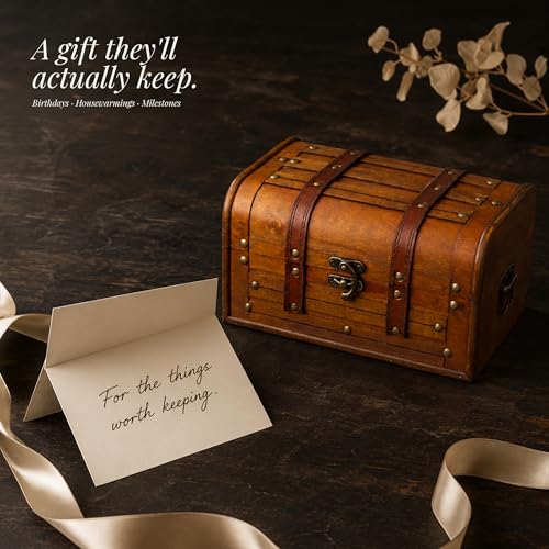 Wooden Treasure Chest with Removable Tray, Pirate Box, Medium 10.5x7x6 in - size: Medium