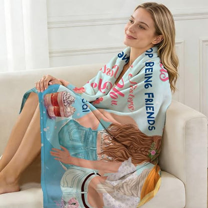 to My Bestie Throw Blanket, Heartfelt Friends Become Sisters Message, Soft Flannel Blanket, Birthday, Mother's Day, Christmas & Friendship Day 50x60 Inch - color: Friend-1