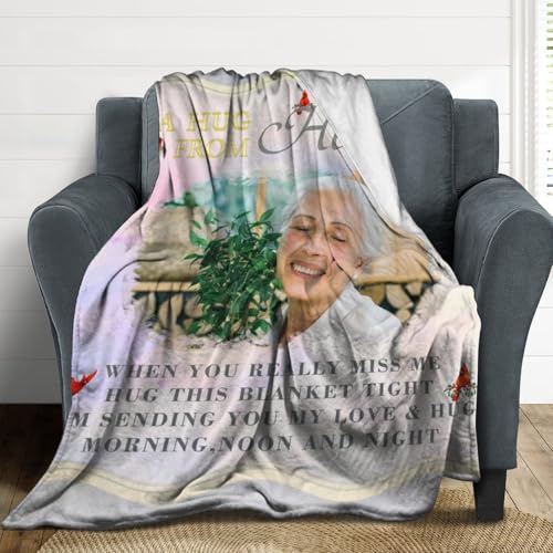 Artsadd Custom Memorial Blankets for Loss of Loved One - A Hug from Heanven Sympathy Blanket Loss of Dad Mom Husband Wife Friend in Loving Memory Blanket Personalized - Remembrance Blankets - color: A-3
