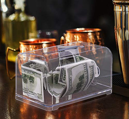 Polmart Tip / Donation / Suggestion / Business Card Collection Box with Lock (Clear Color / Transparent)