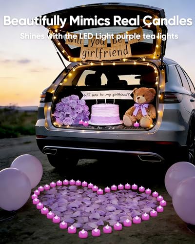 Amagic 24Pack Light Purple Fake LED Tea Lights Candles Battery Operated - color: Light Purple, size: 24 Pack