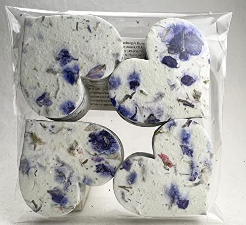 Of The Earth Handmade Paper - Wildflower Seed Paper Large Hearts - Recycled Flower Petals - Bulk Set of 100 (45s Purple Recycled) - color: 45s Purple Recycled