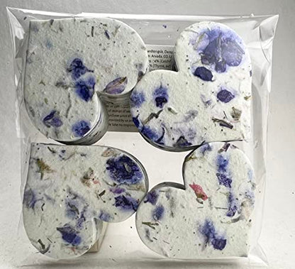 Of The Earth Handmade Paper - Wildflower Seed Paper Large Hearts - Recycled Flower Petals - Bulk Set of 100 (45s Purple Recycled) - color: 45s Purple Recycled