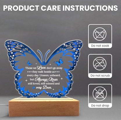 SANDJEST Memorial Butterfly Night Light - Sympathy Gifts for Loss of Loved One - Those We Love Don't Go Away Acrylic Night Lights Bereavement Gift Condolence Keepsake Lamp - color: Memorial 1