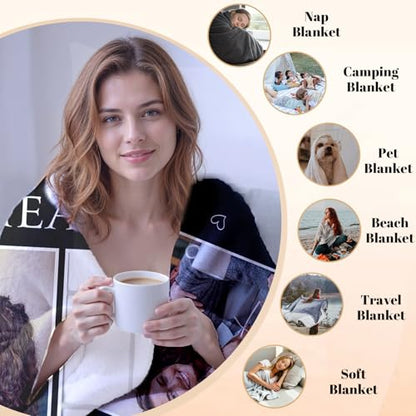 Arovene Ship Next Day, Custom Memorial Blanket with Photo - Printed in USA, A Hug from Heaven Blanket, Personalized Sympathy Gifts for Loss of Loved One Dad Mom Husband Wife Friend Dog Memorial Gifts - color: Style 03