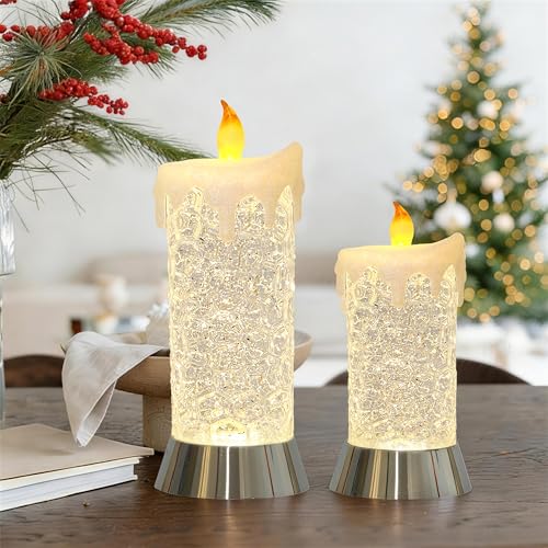 8.65" Lighted Acrylic Flameless LED Candles Swirling Glitter Globe - size: 8.65" Flameless Candles Figurine