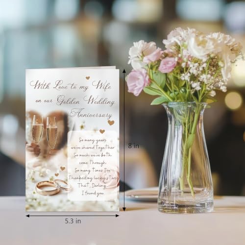 Romantic Golden Anniversary Card for Wife, 50th Wedding Anniversary Card for Wife from Husband, Many Years We've Shared Together - color: Golden Anniversary
